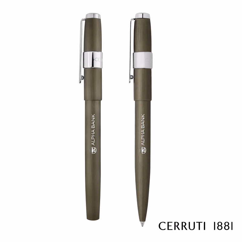 Cerruti 1881® Block Brushed Ballpoint Pen & Fountain Pen Set