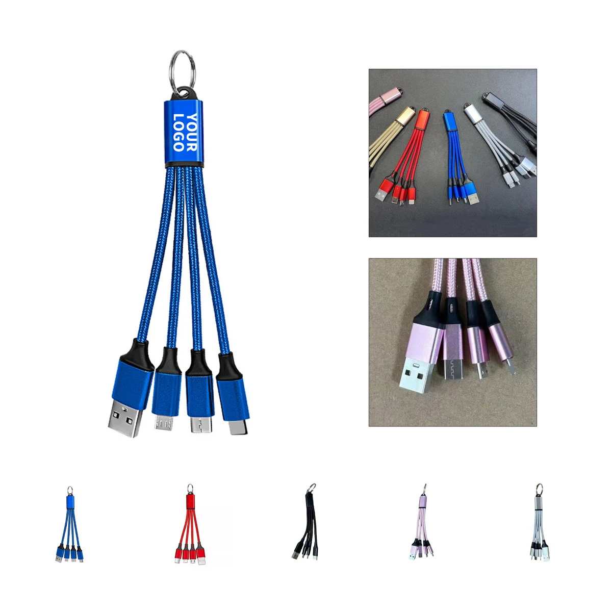 Keyring Compact Charging Cable 5.2" Length Travel Connector 1