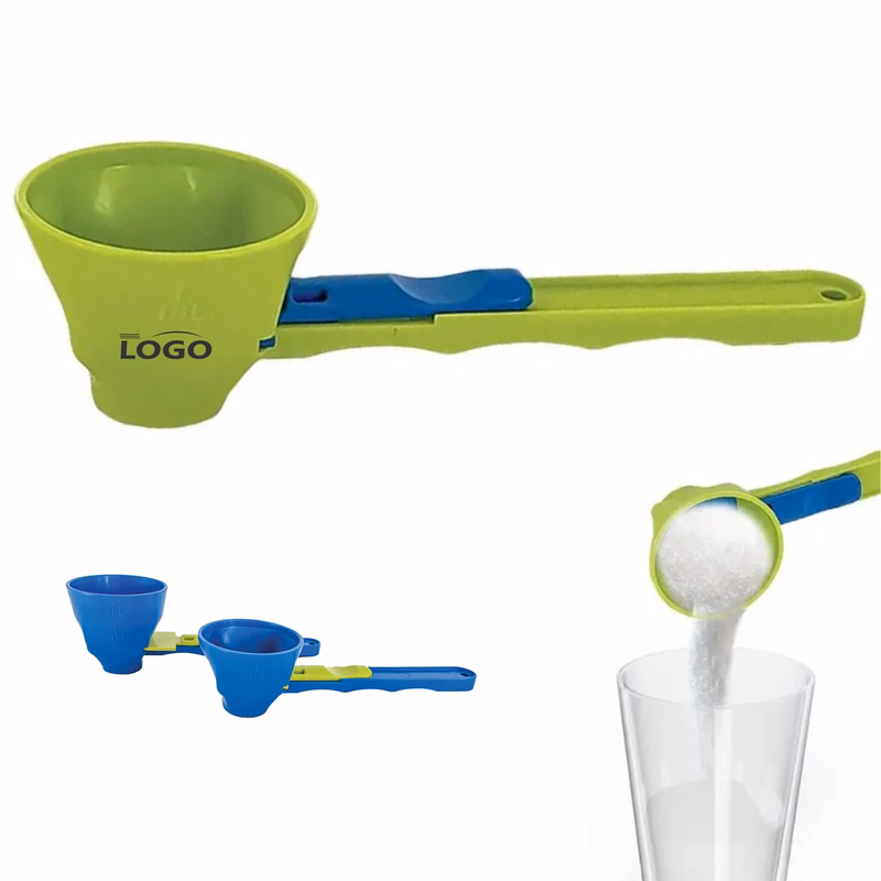 No-Spill Sliding Scoop with Funnel for Powdered Substances