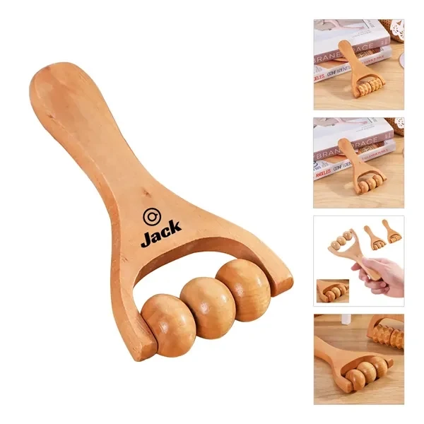 Custom Wooden Massage Roller with Contoured Surfaces — Eco Friendly Wellness Gift 1