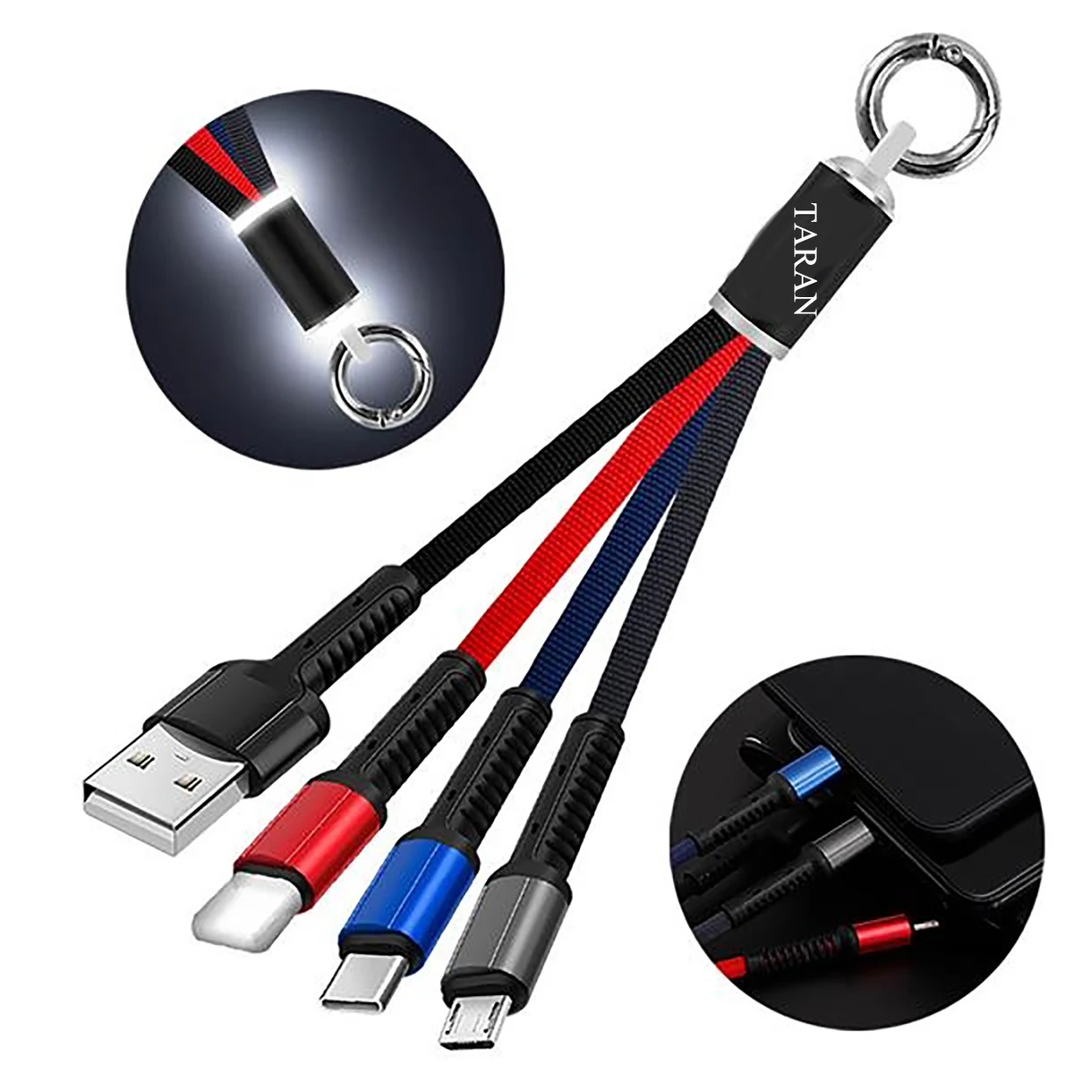 Key Chain Multi Charging Cable Portable Travel Short Cords 1