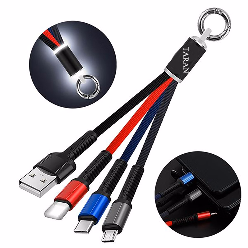 Key Chain Multi Charging Cable Portable Travel Short Cords