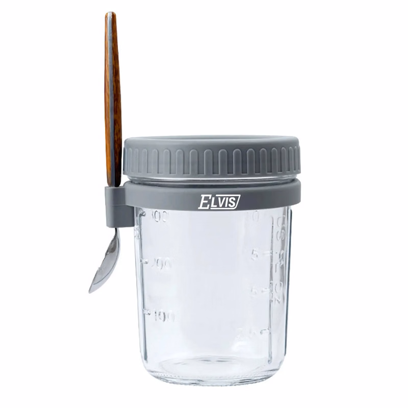 Overnight Oatmeal Cup Glass with Lid and Spoon