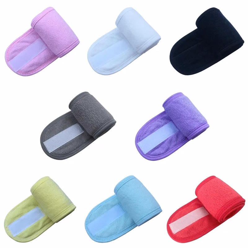 Soft Adjustable Face Wash Headband with Magic Tape Terry