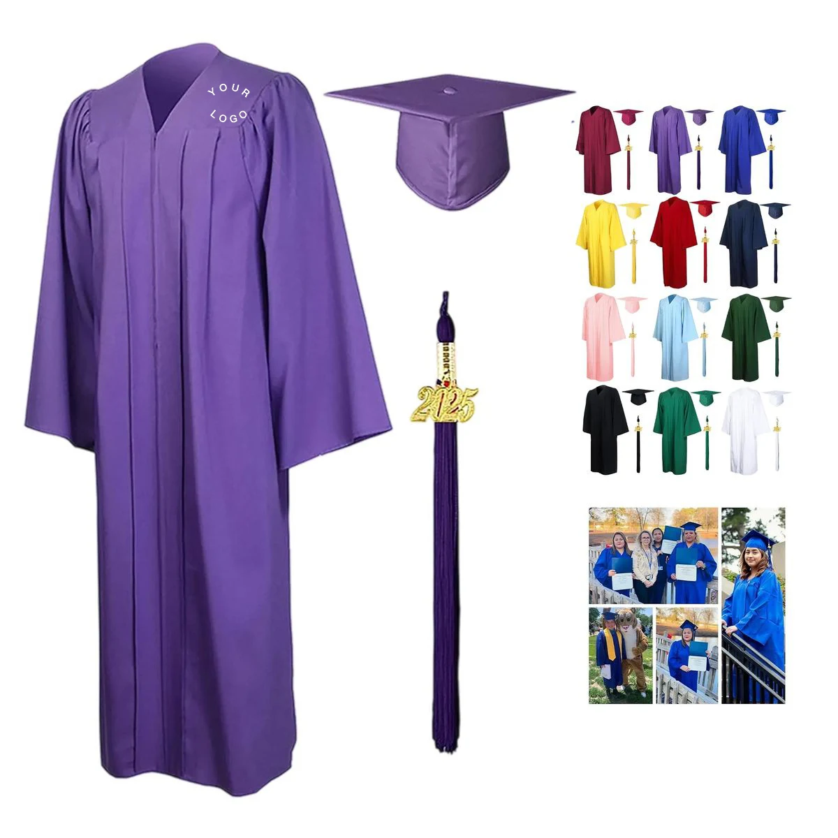 Lightweight Polyester Cap and Gown Set for Graduates 1