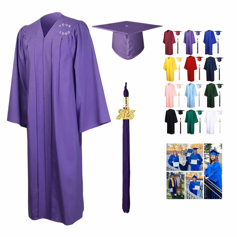 Lightweight Polyester Cap and Gown Set for Graduates