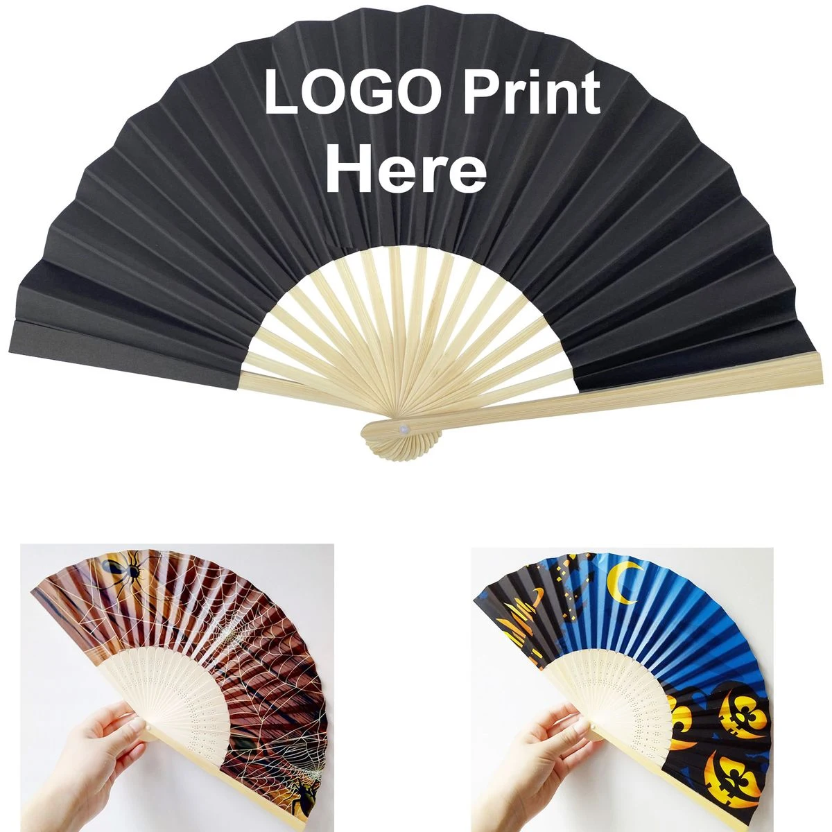8" Bamboo Paper Hand Fan 1