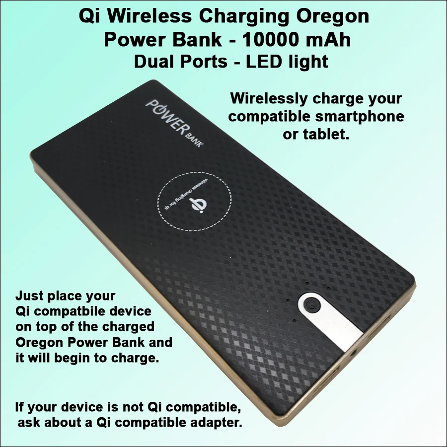 Qi Wireless Charging Oregon Power Bank 10000 mAh 1