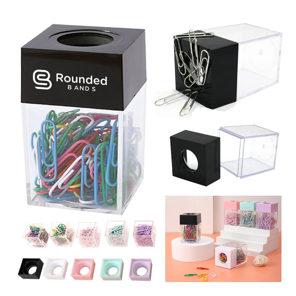 Clear Box Papers Clip Organizers Set with Magnetic Top 1