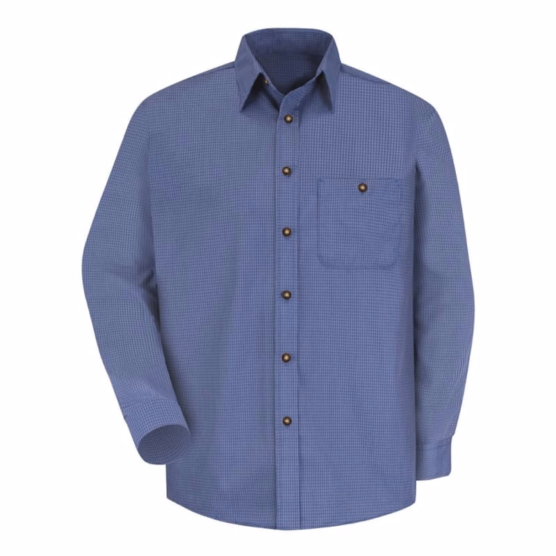 Red Kap Men's Mini-Plaid Uniform Long Sleeve Shirt - SP74