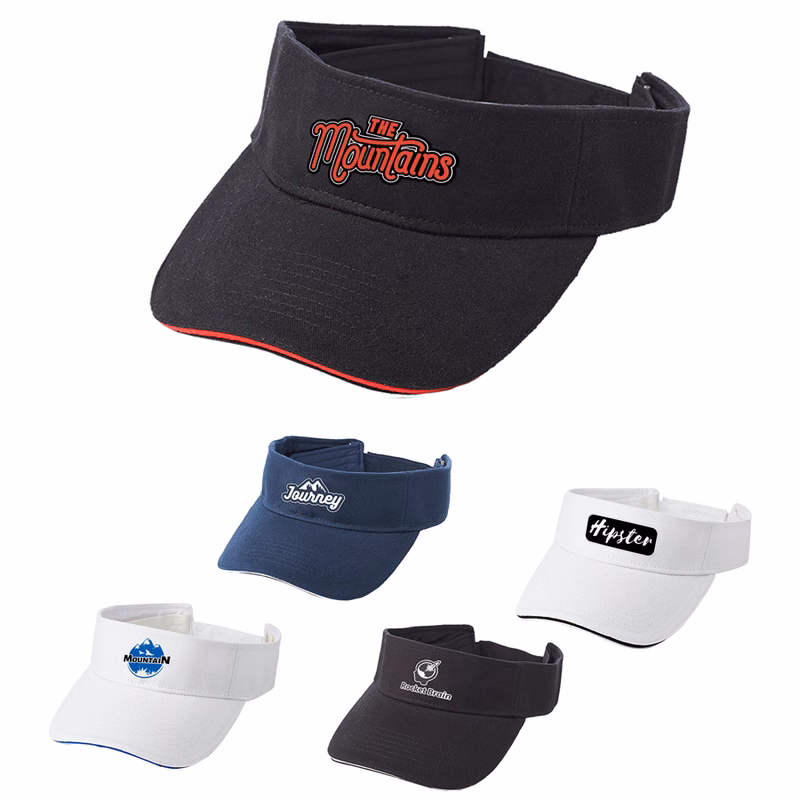 Solid Color Brushed Cotton Visor with Sweatband