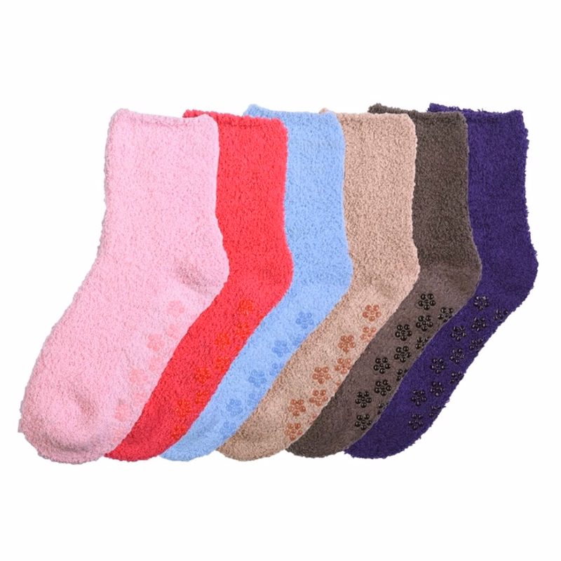 Women's Fuzzy Slipper Socks - Non-Slip Bottom Size 9-11