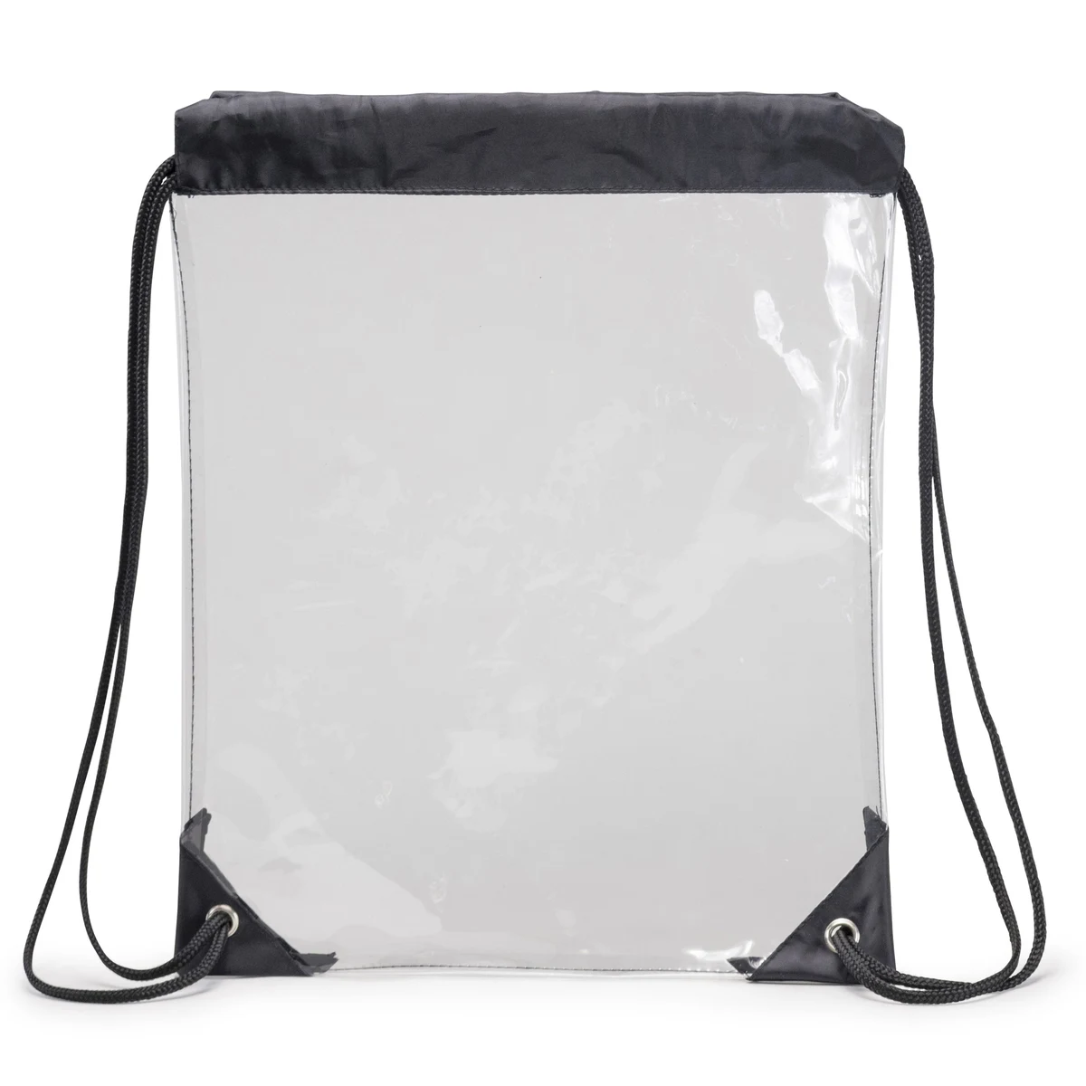 Clear Vinyl Drawstring Bag with Black Trim 1