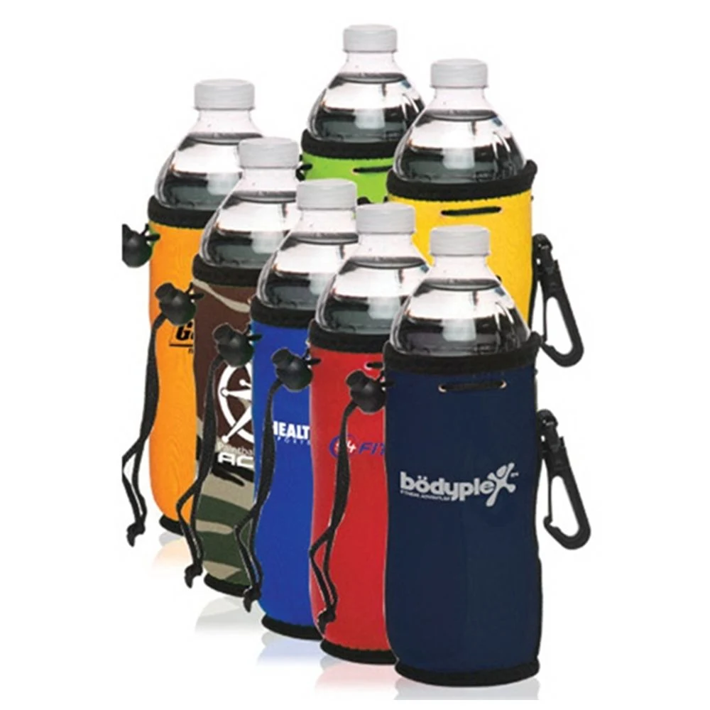Neoprene Water Bottle Drawstring Cooler, custom koozie with logo imprint 1