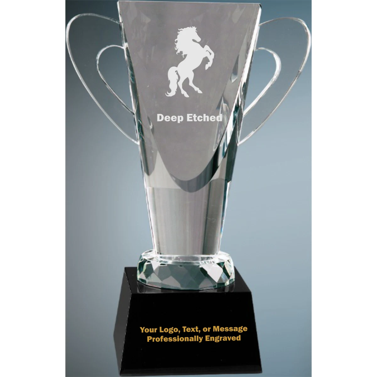 9" Crystal Cup on Black Pedestal Base Award 1
