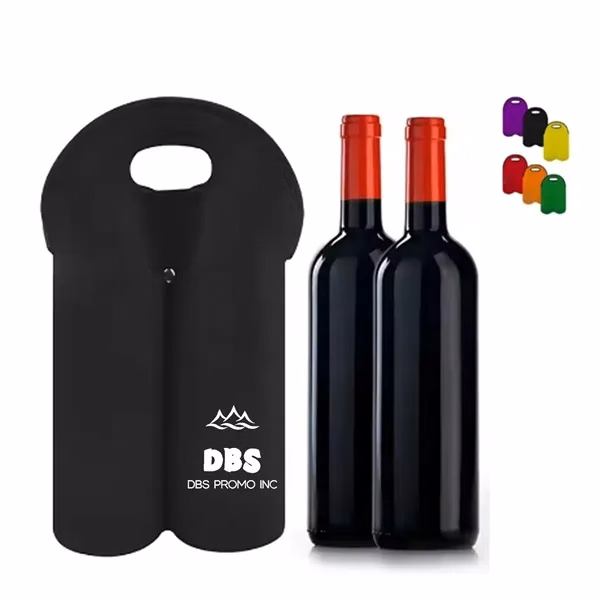 Stylish Neoprene Dual Wine Bottle Holder Tote Bag