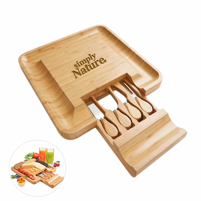 Square Bamboo Cheese Board Knife Set - OCEAN