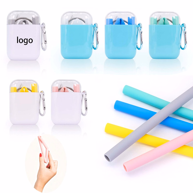 Long Flexible Silicone Drinking Straws with Cleaning Brushes