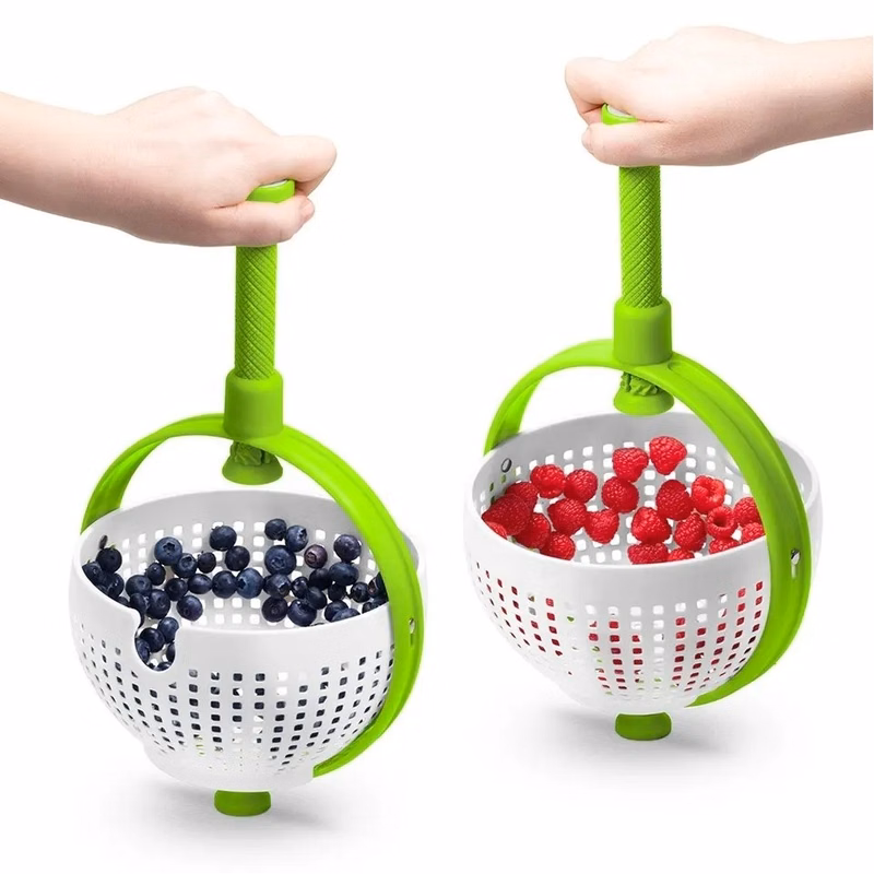 Rotating Drain Basket Spina Colander and Salad Spinner