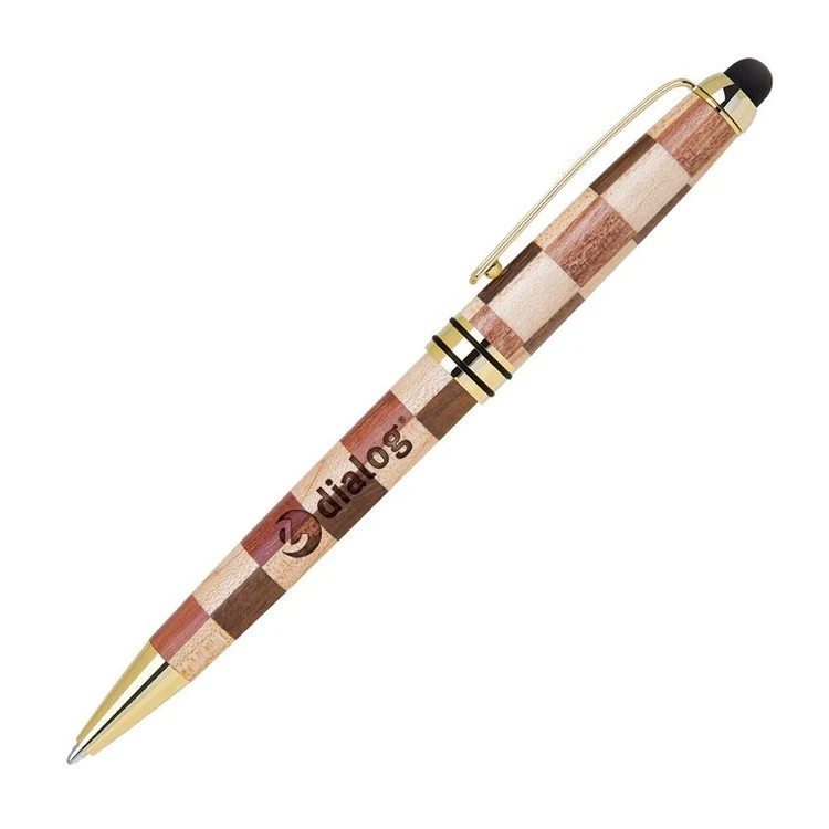 Checkered Wooden Stylus Pen 1
