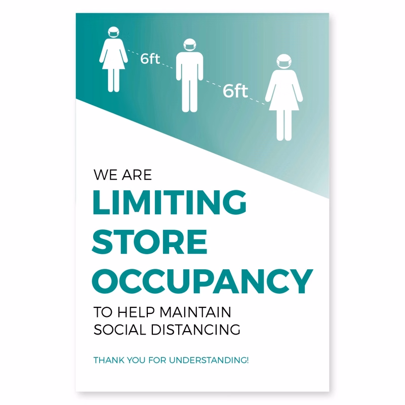 Store Occupancy Window Cling, 2 Sizes, Multi-colors