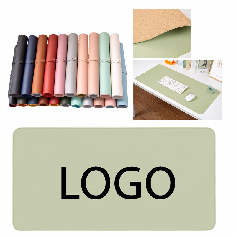 PU Leather Desk Mat with Cork Base