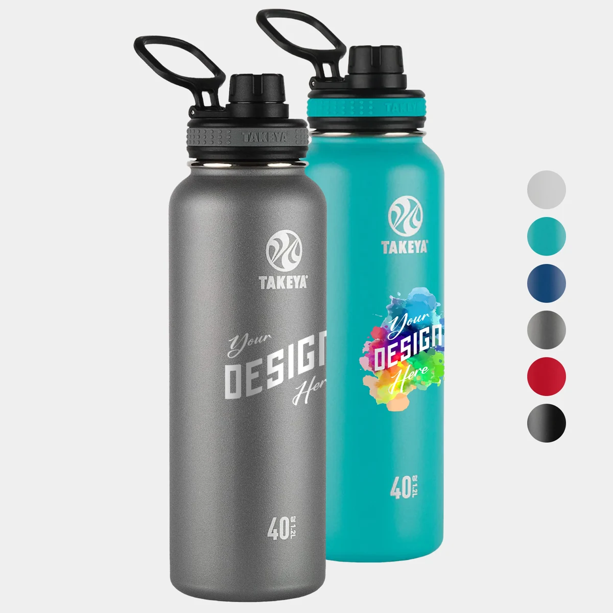 40 oz Takeya® Stainless Steel Insulated Originals Water Bottle w/ Spout Lid, custom water bottle with logo imprint 1