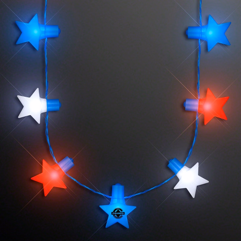Red, White & Blue Stars String Lights Necklace