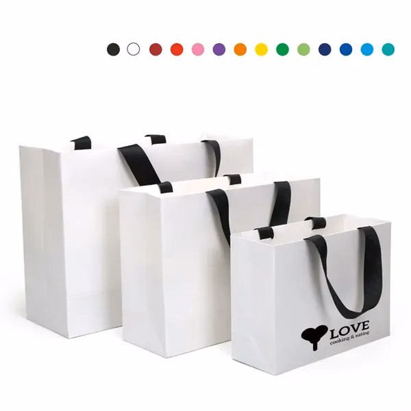 Custom Logo Recycled White Kraft Paper Shopping Bag