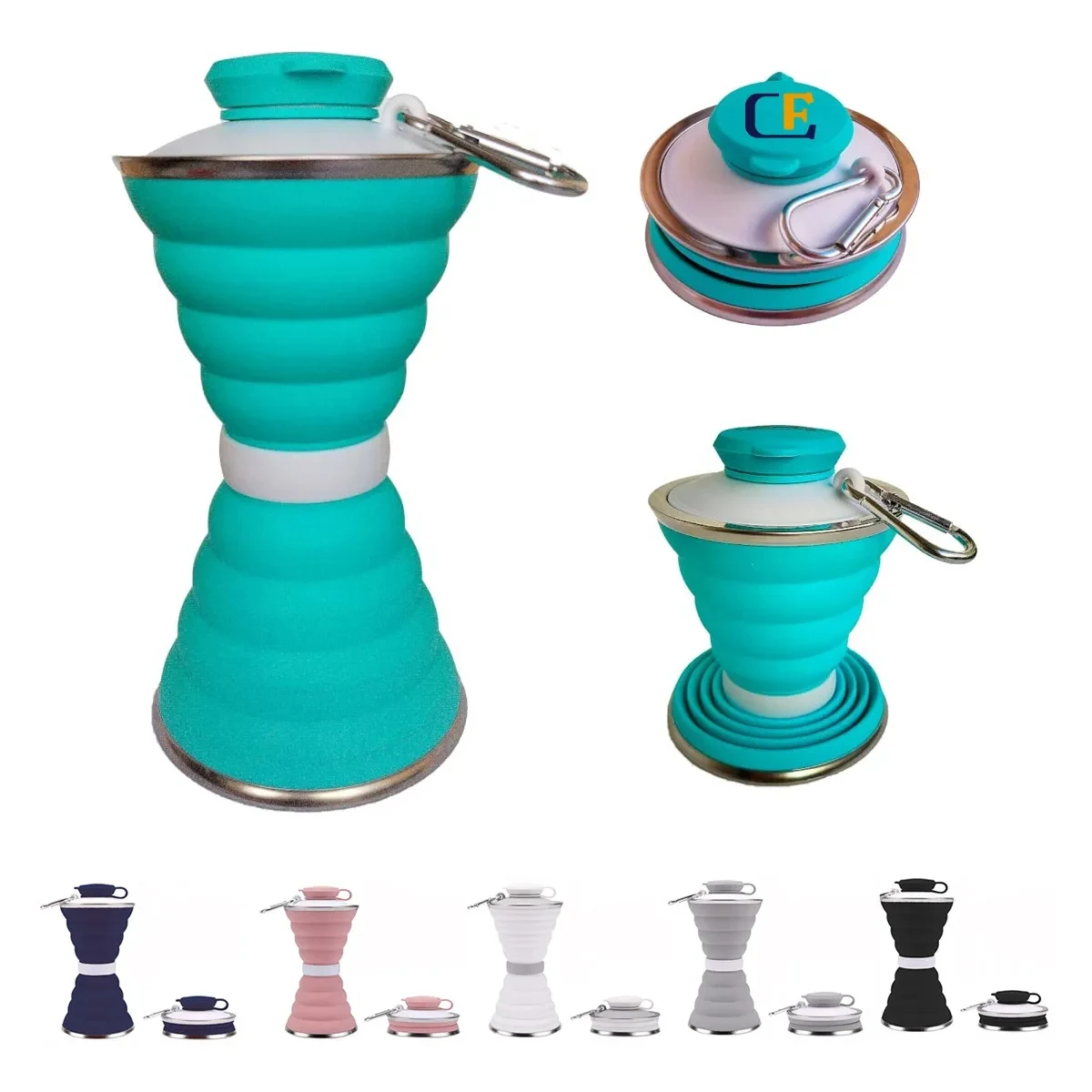 17 Oz Collapsible Water Bottles with Carabiner 1