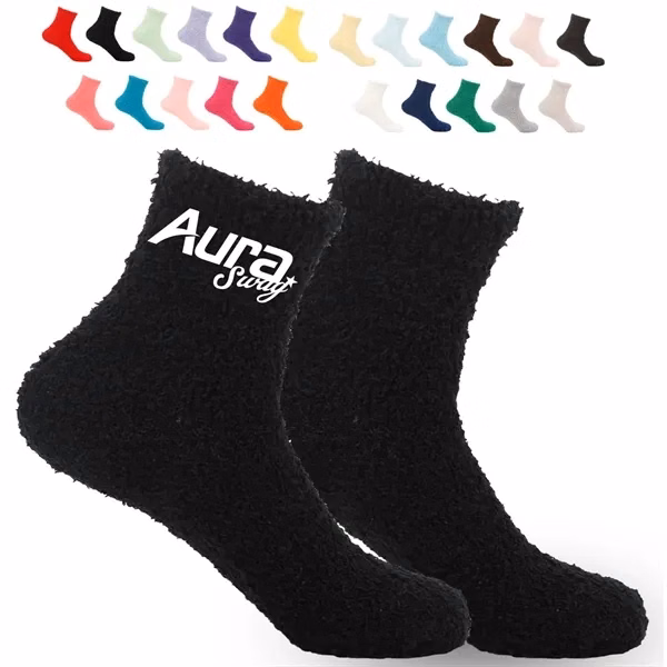 Custom Fuzzy Comfort Socks in 10 Vibrant Colors — Corporate Gifting Essentials
