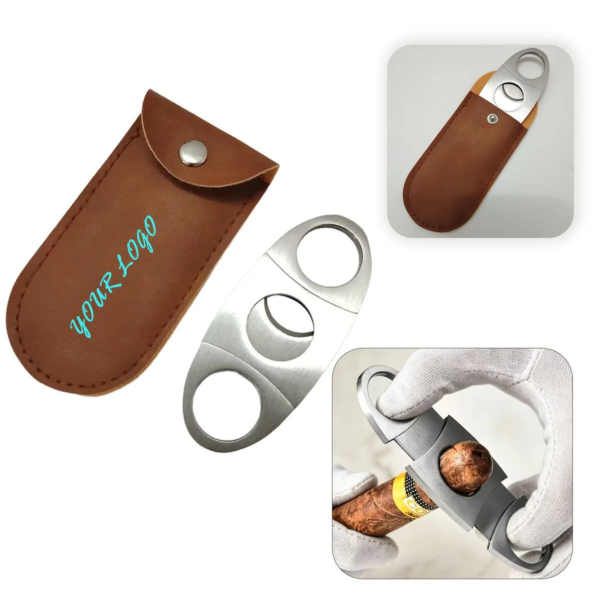 Cigar Cutter With Leather Sheath 1