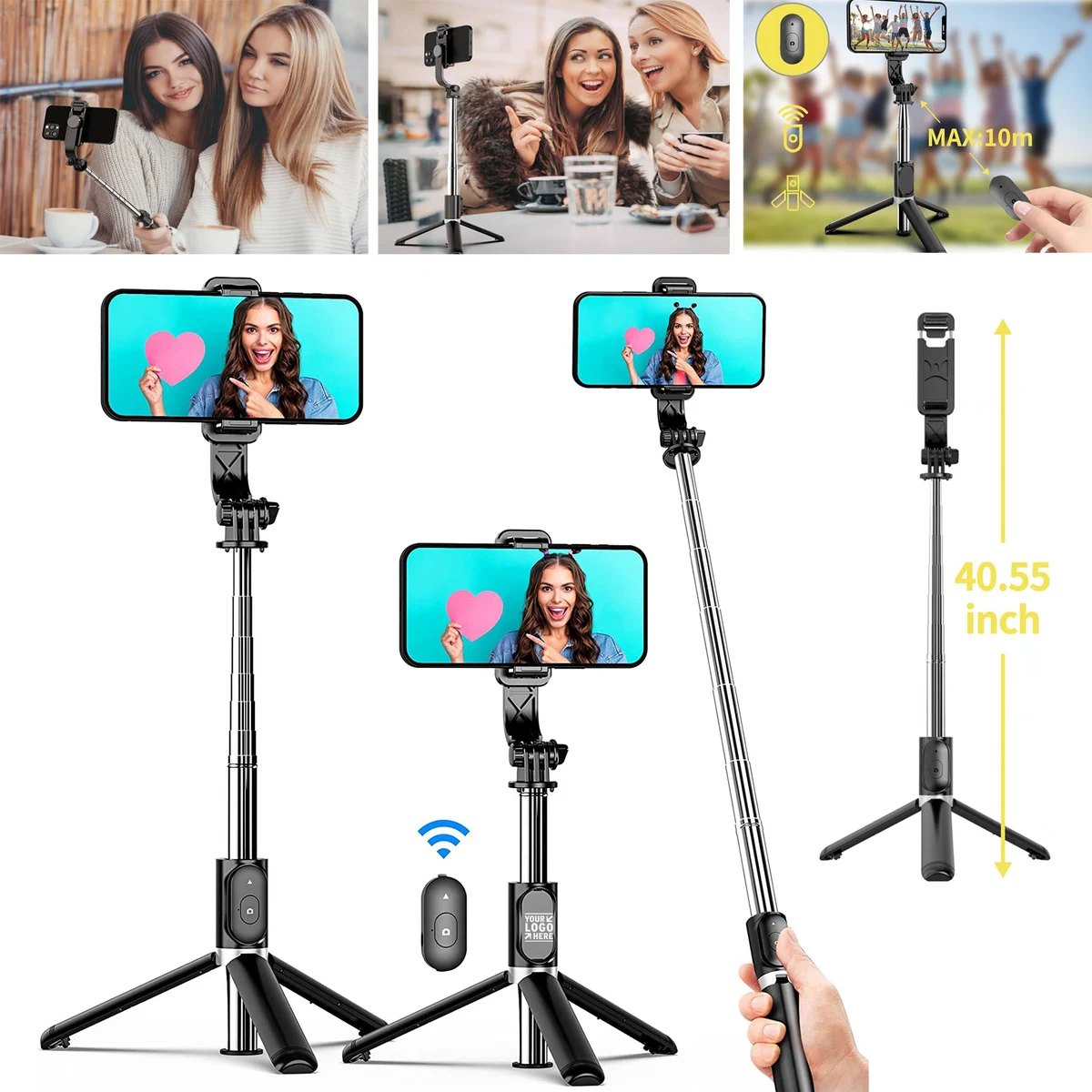 All in One Extendable Portable Wireless Remote iPhone Galaxy Note Tripod Selfie Stick 1