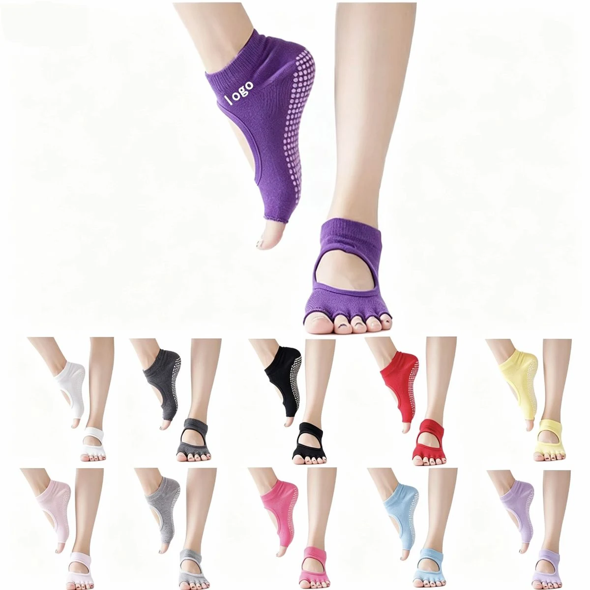 Five Toe Non Slip Yoga Socks With Dot Grips 1