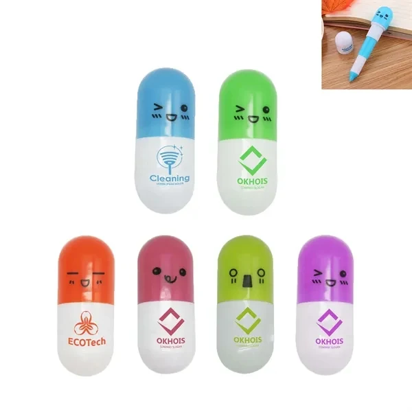 Custom Capsule Shaped Plastic Ballpoint Pen — Healthcare Branded Writing Instrument, custom pen with logo imprint 1