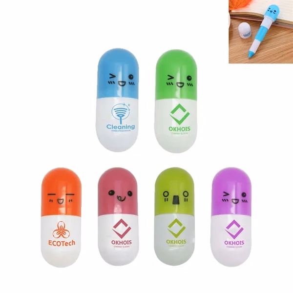 Custom Capsule Shaped Plastic Ballpoint Pen — Healthcare Branded Writing Instrument