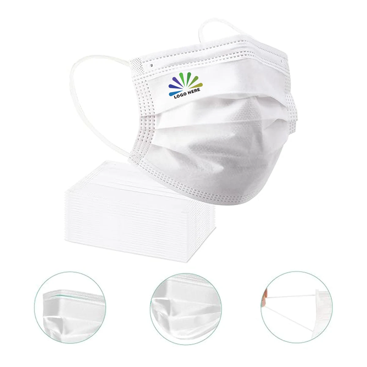 3 Ply Disposable White Face Mask 1