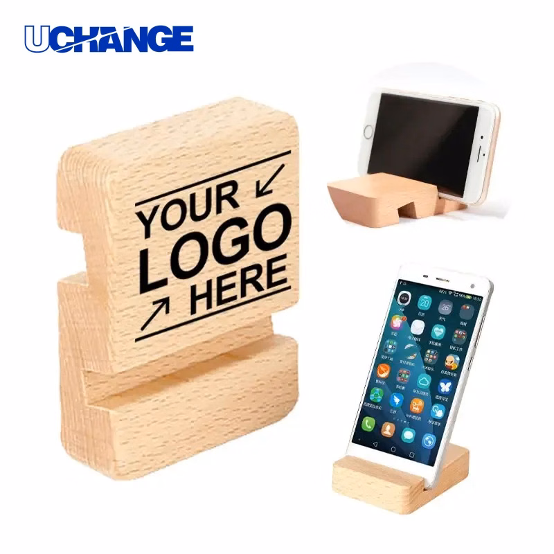 Wooden Cell Phone Stand Angled Desktop Viewing Holder