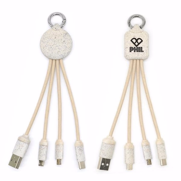 Eco-friendly 3-In-1 Charging Buddy With Key Chain