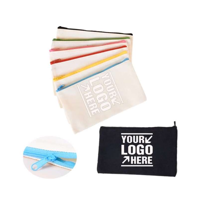 Premium Canvas Pen Case With Colorful Zipper