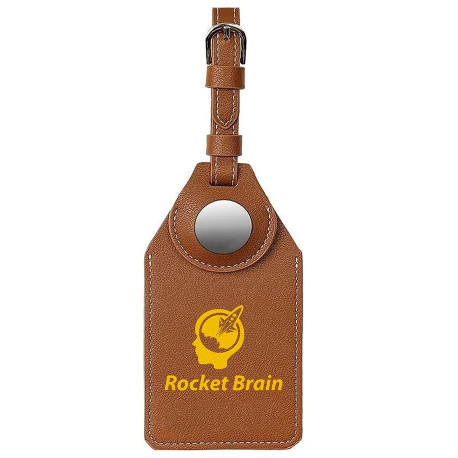 Faux Leather Luggage Tag with Air-Tag Holder 1