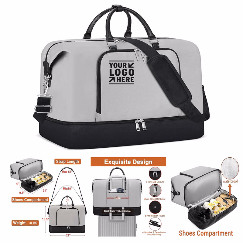 Women Business Oversized Travel Weekender Overnight Bag Carry On Tote with Shoe Compartment