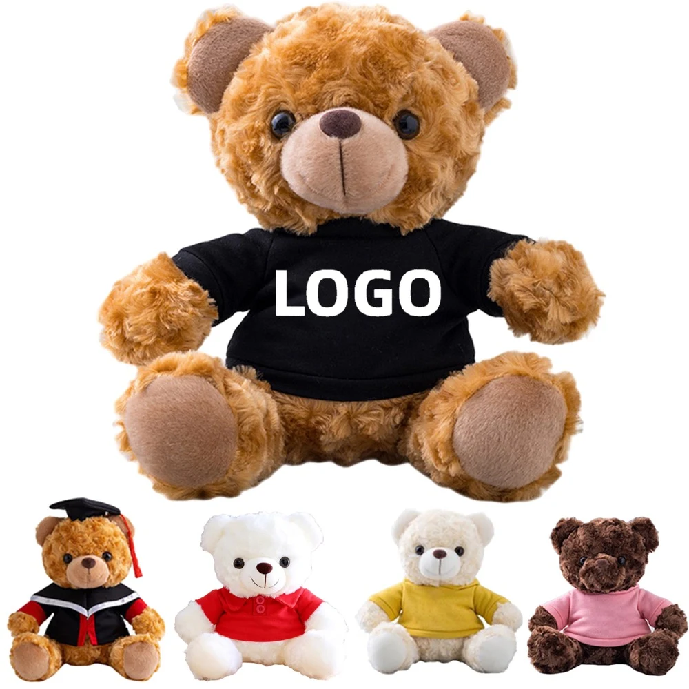 6"/8"/10" Plush Teddy Bear With Choice of T-Shirt Color 1