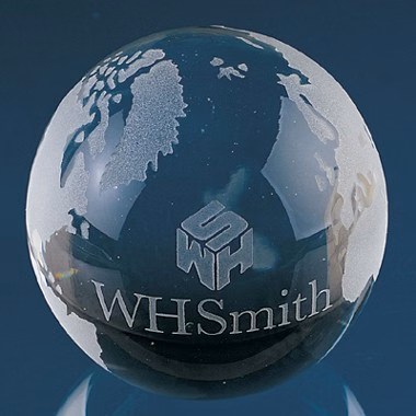 3-1/8"Optical Crystal World Globe with Flat Bottom