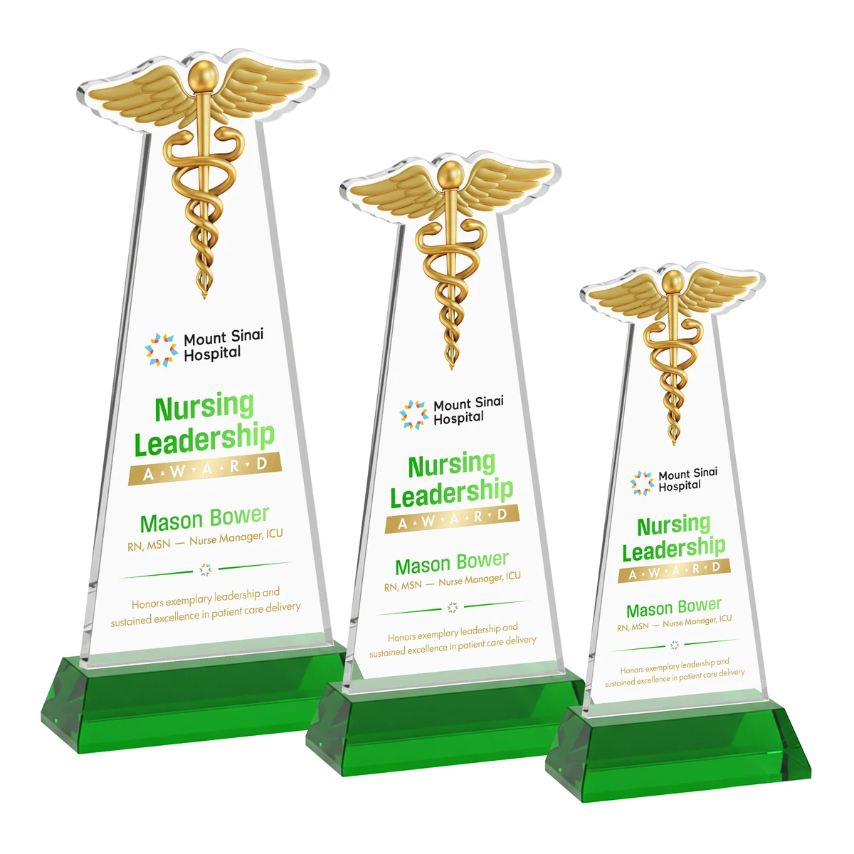 Caduceus VividPrint™ Award on Hartford Base - Green 1