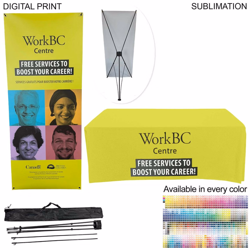 Tradeshow Package, Tripod Banner with Graphics DP788 + Sublimated Tablecover SU499, Easy to setup
