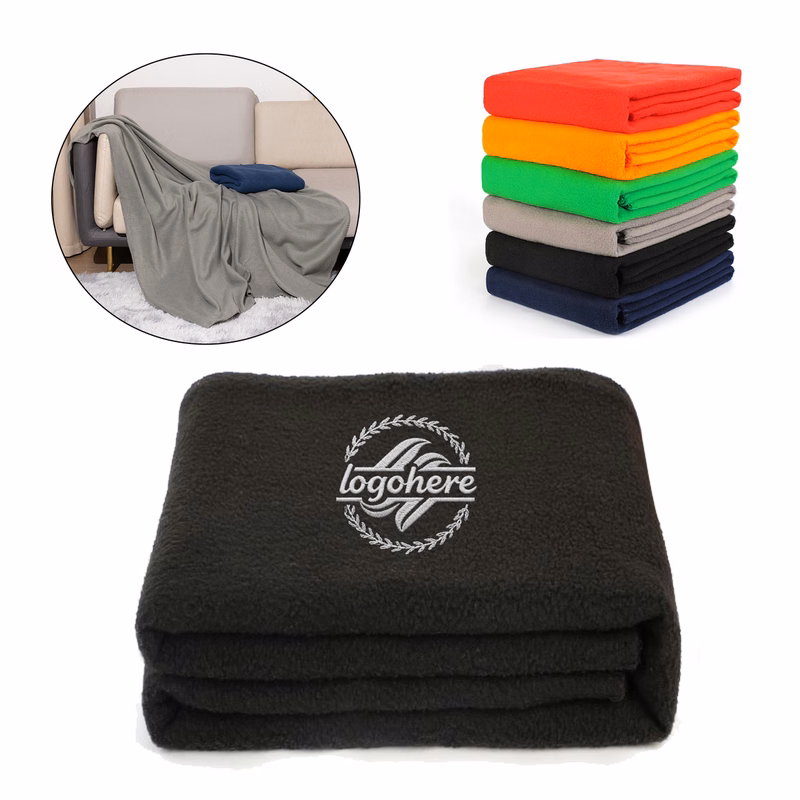 MOQ 20 Soft Fleece Blanket With Embroidery