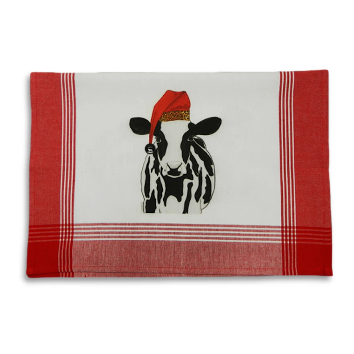 Red/White Plaid Kitchen Towel with Custom Print 1