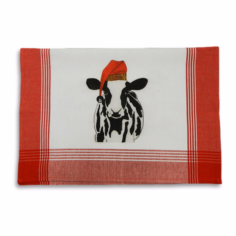 Red/White Plaid Kitchen Towel with Custom Print