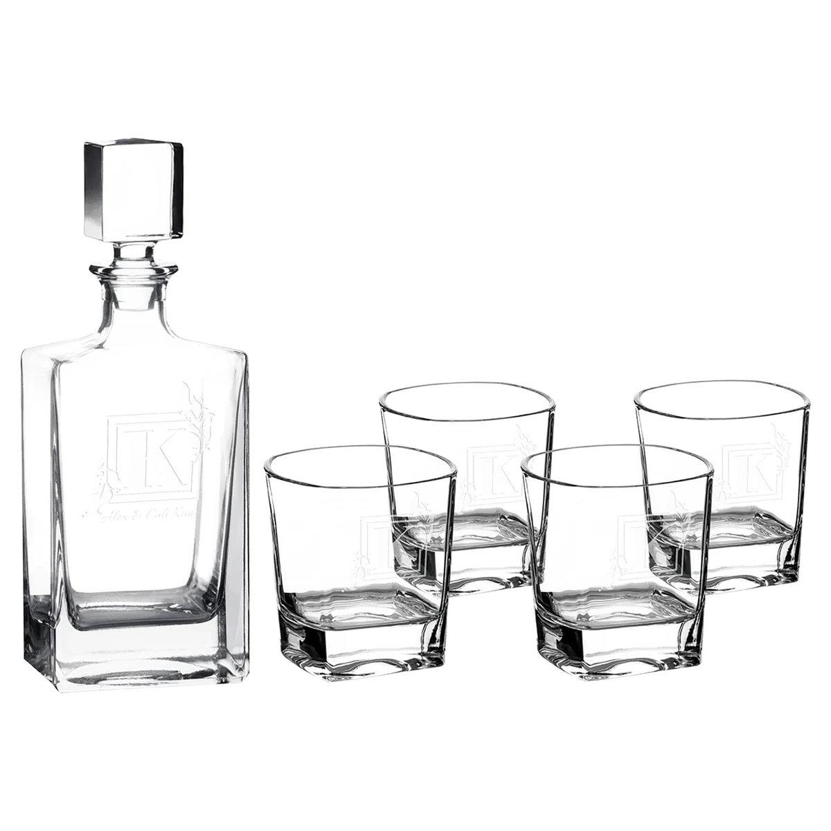 810ml Rectangle Glass Decanter Set with Four 8 oz. Glasses 1